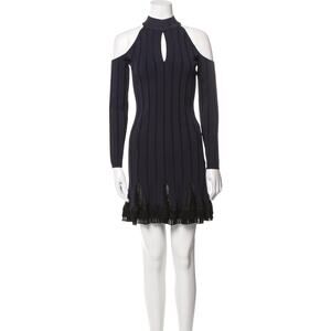 Jonathan Simkhai Blue Mock Neck Cutout  Accents Mini Dress M